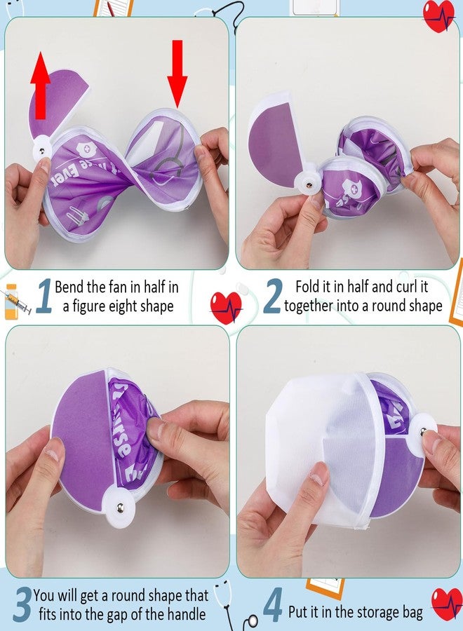 DoubleFill مروحة قابلة للطي من دبل فيل، 48 قطعة، هدية تقدير للممرضات، مروحة يدوية دائرية محمولة بقطر 7.87 بوصة مع مقابض، هدايا تحفيزية وشكرية لحفلات أسبوع التمريض والتخرج (8 ألوان) - Image 3